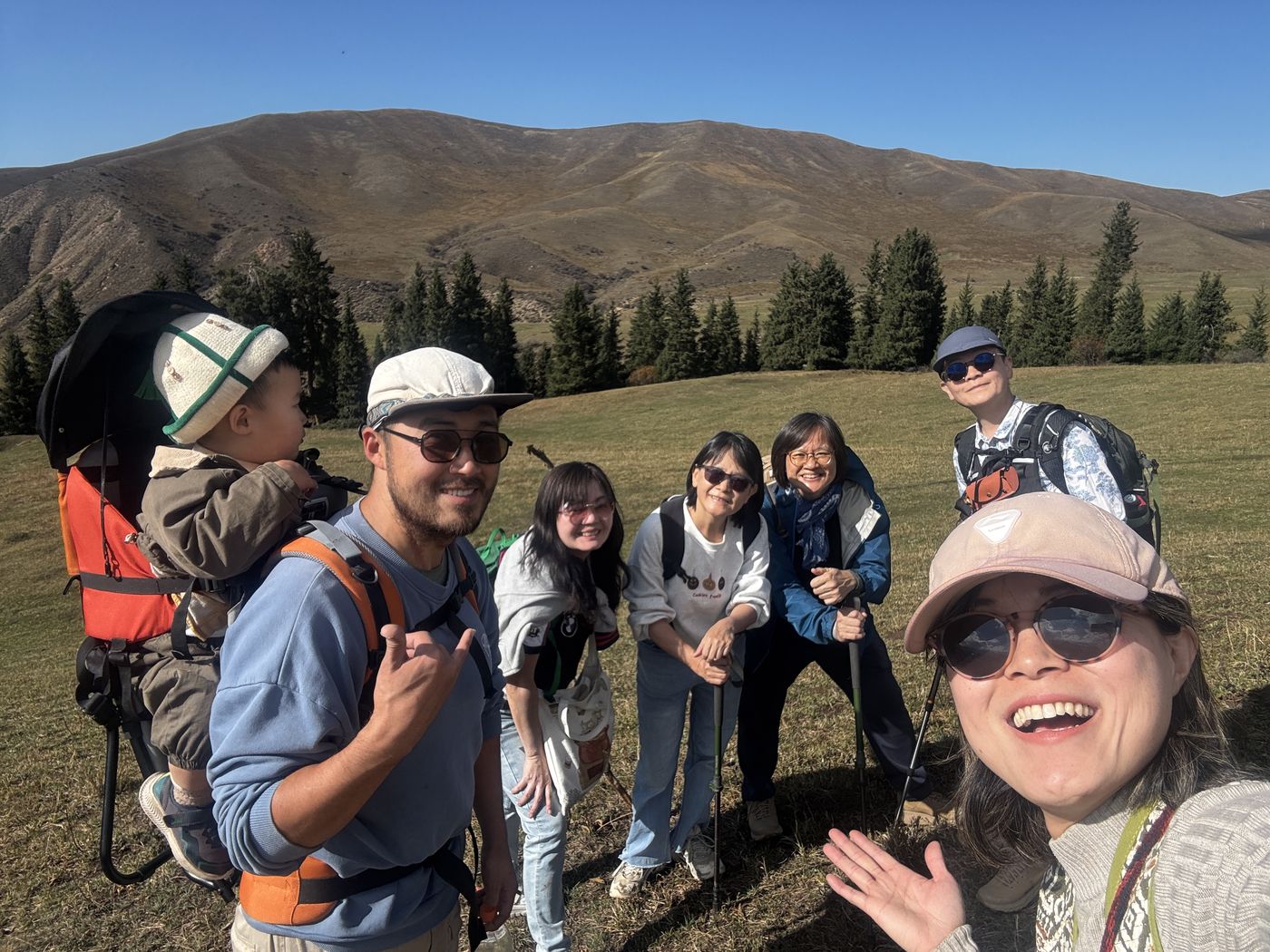 Guests on a valley hike with a local family